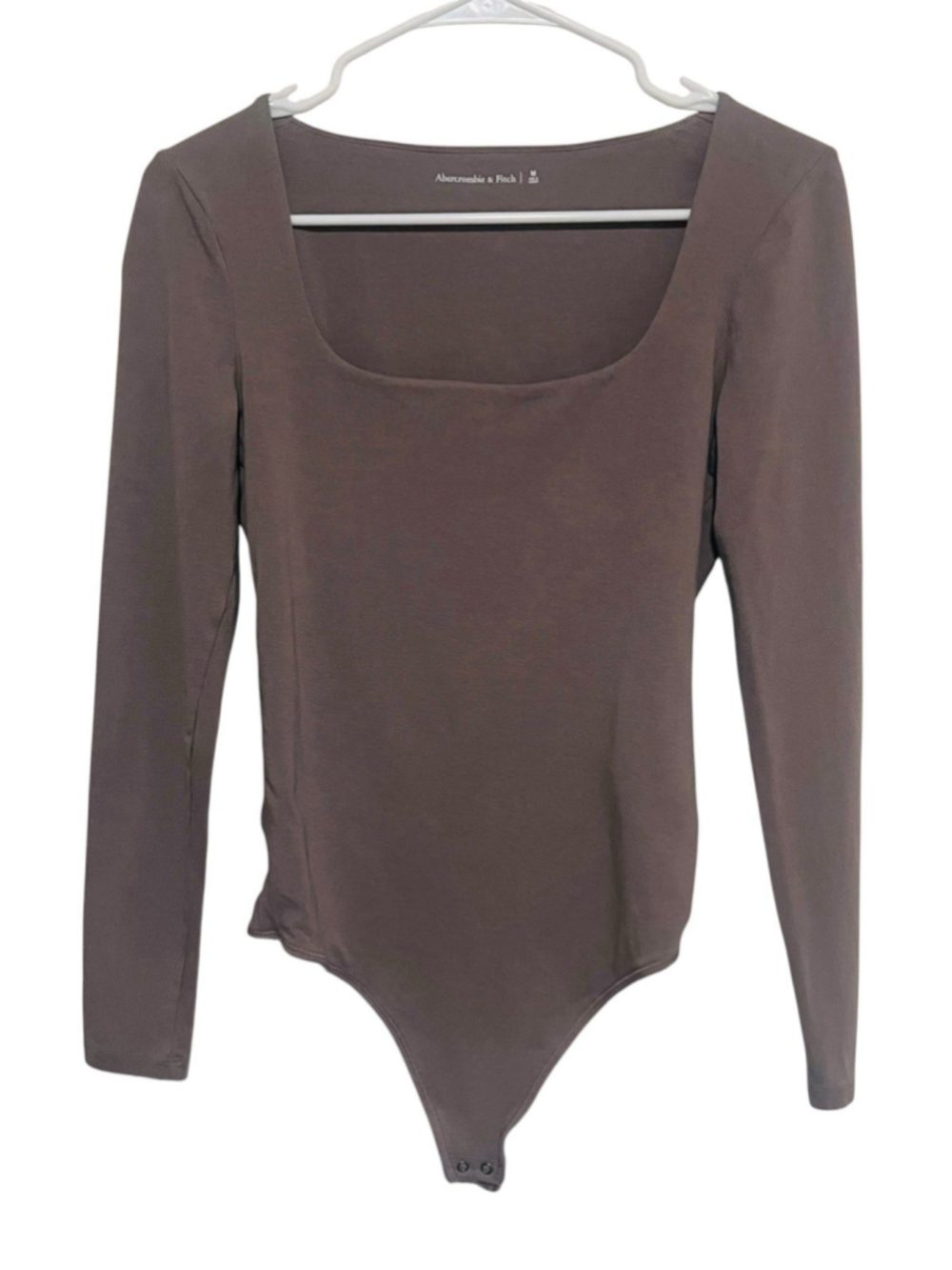 Abercrombie & Fitch Thong Bodysuit Women’s Medium Taupe Tan Long Sleeve Top